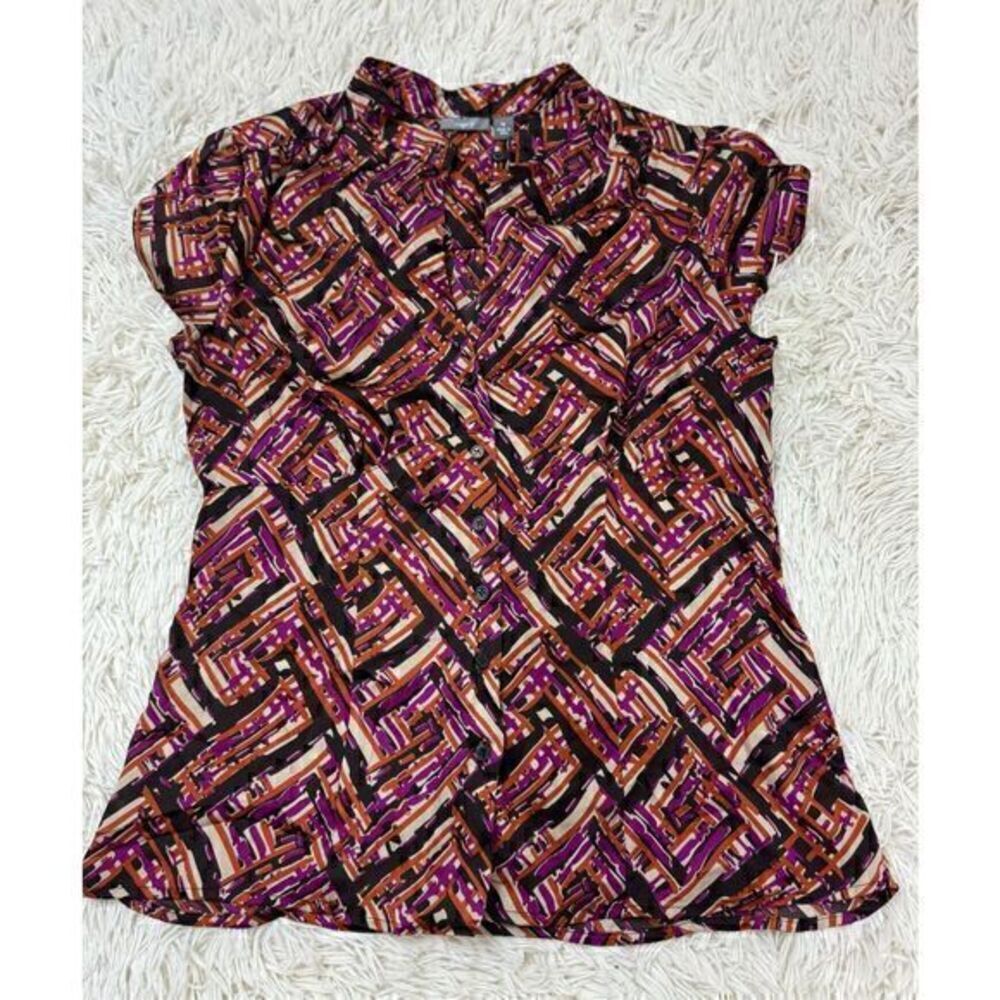 Orange, black, purple and tan Geometric blouse by Apt 9 size medium